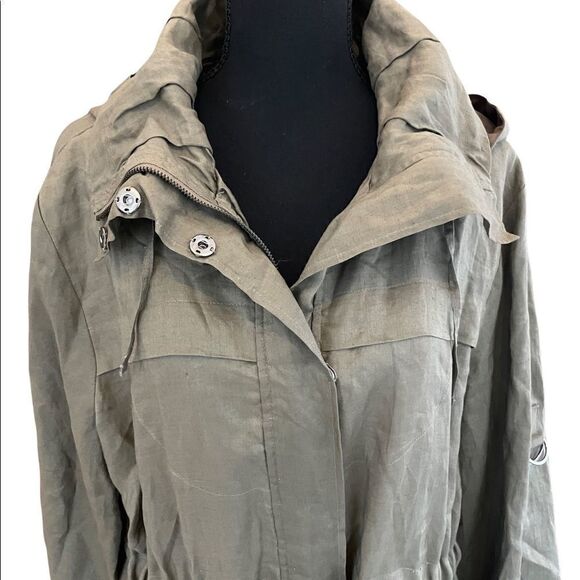 New with tags green PULI Ramie drawstring waist Safari style jacket , size XL - Picture 6 of 9